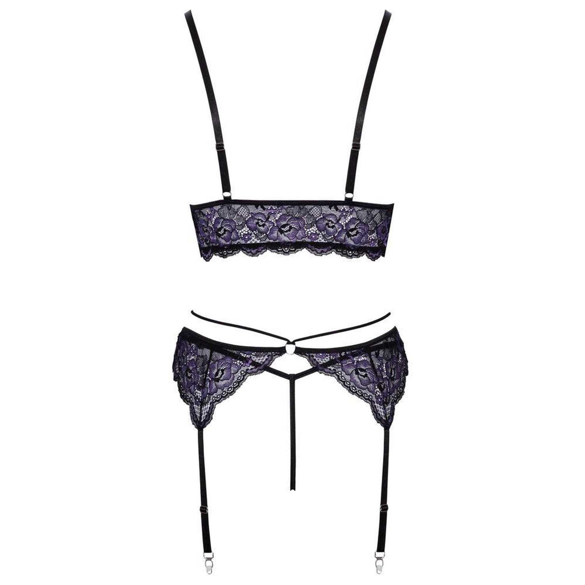 Conjunto de lingerie – em renda, floral, preto 22144231041