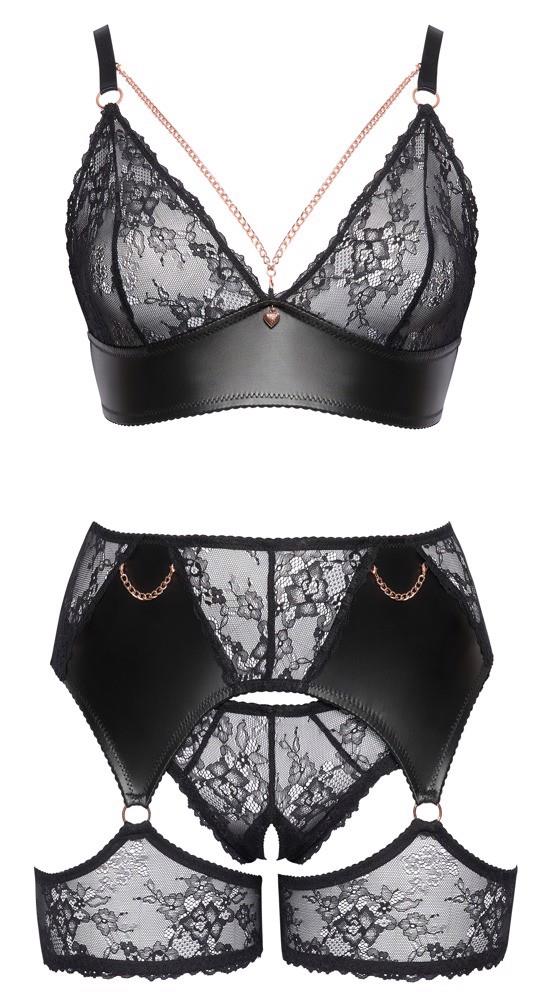 Lingerie set – lace, open crotch, black 22153811051 | Cottelli CURVES