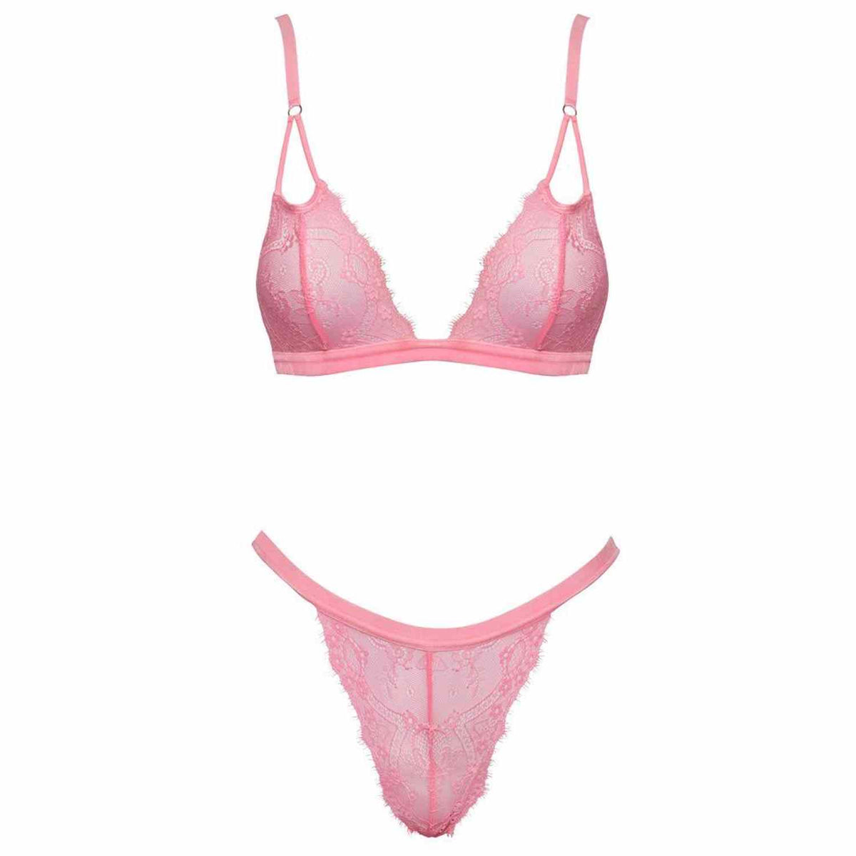 Conjunto de lingerie – em renda, com tanga, rosa | Fantasy by Cottelli
