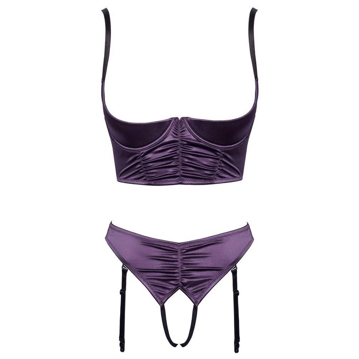 Dessous-Set – aus Satin, ouvert, lila | Cottelli LINGERIE