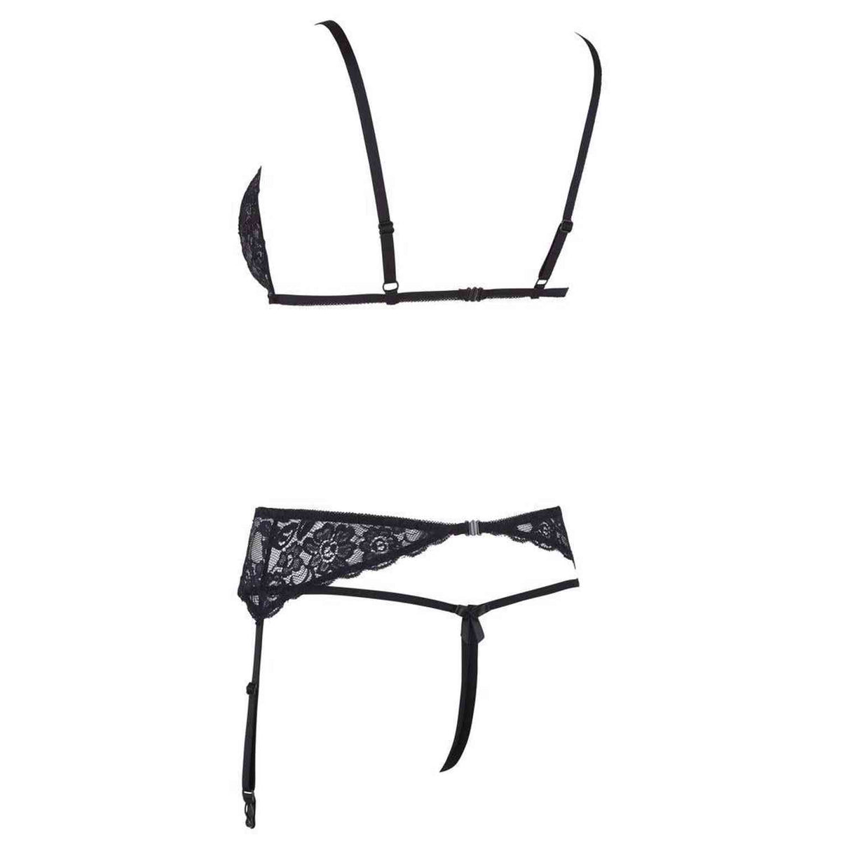 Fehérnemű szett – csipke, virágos, fekete 22303481041 | Cottelli LINGERIE