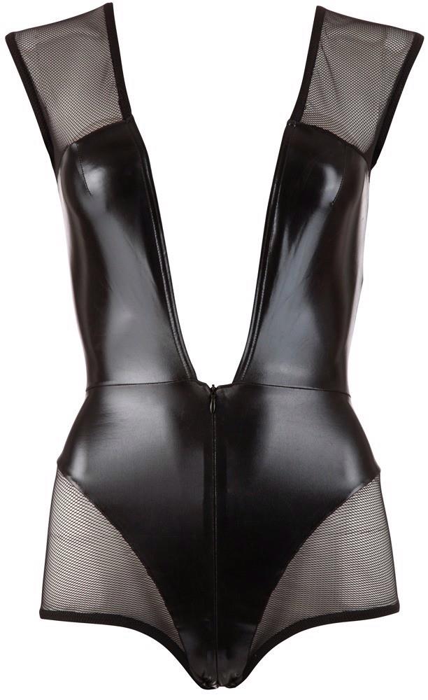 Body – hálós, wetlook, fekete | Cottelli PARTY