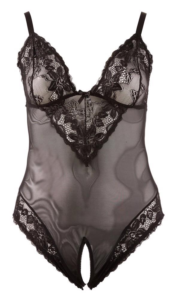 Body – em renda, aberto, preto 26411781051 | Cottelli CURVES