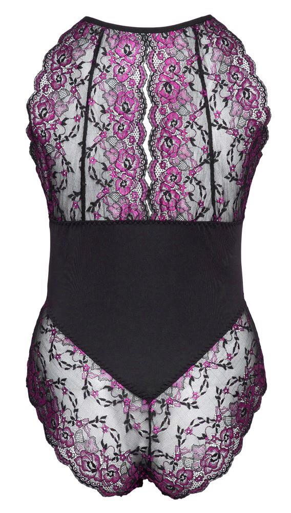 Bodysuit – lace, floral, black | Cottelli CURVES