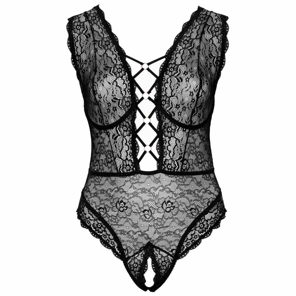 Body – de encaje, abierto, negro 26432191431 | Cottelli CURVES