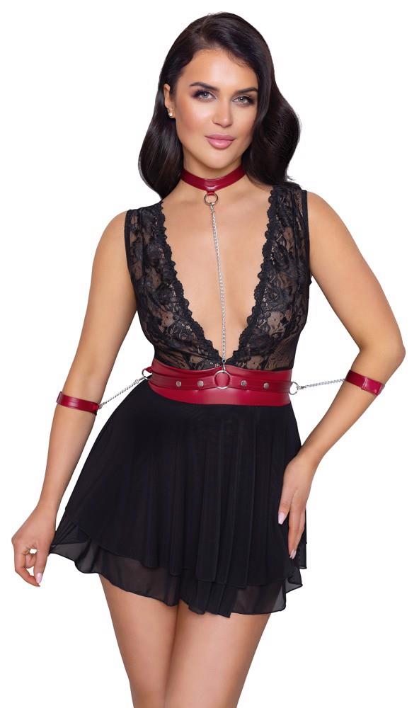 Babydoll – lace, mini, black | Cottelli BONDAGE