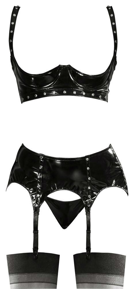 Ensemble soutien-gorge à bonnets souples en vinyle XL