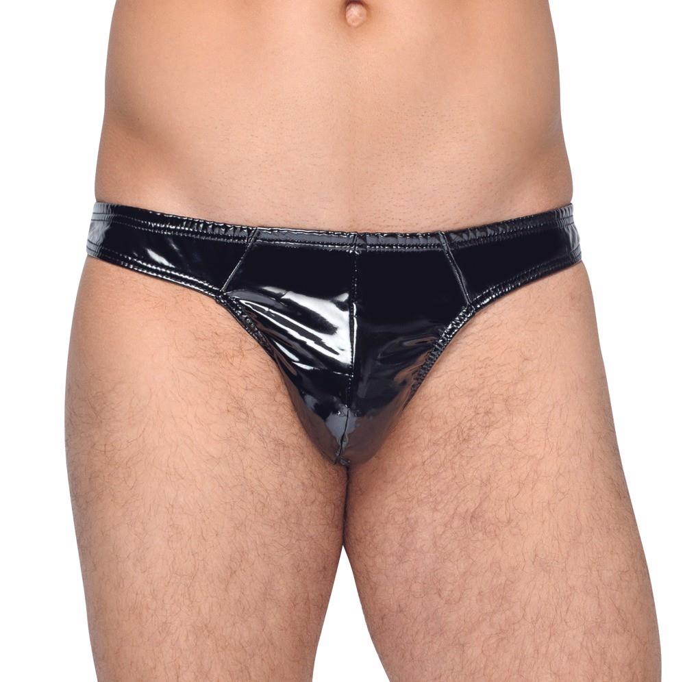Perizoma uomo – wetlook, nero | Black Level