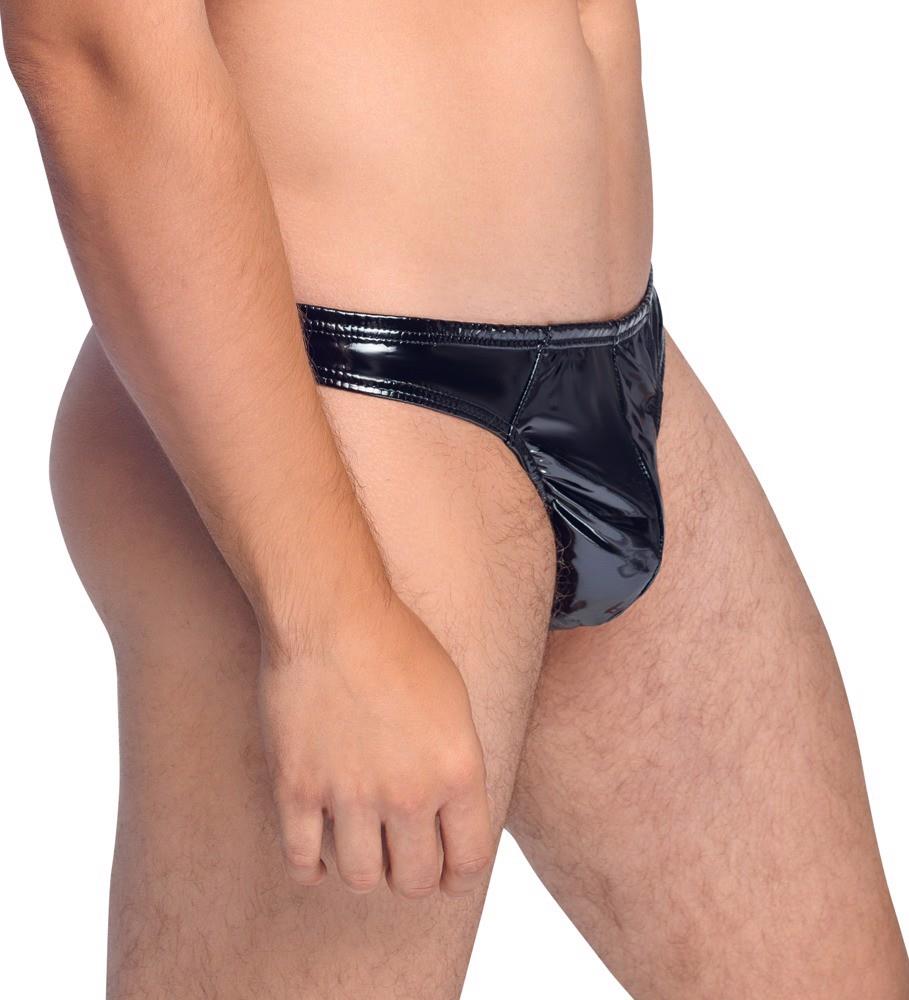 Perizoma uomo – wetlook, nero | Black Level