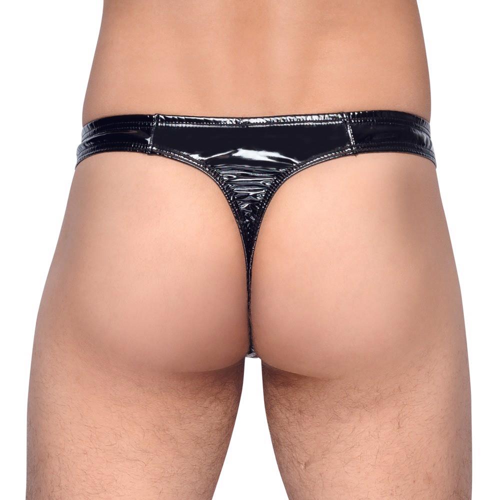 Perizoma uomo – wetlook, nero | Black Level