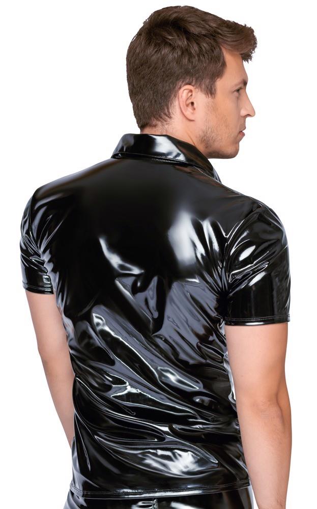 Men's shirt Polo – wetlook, black | Black Level