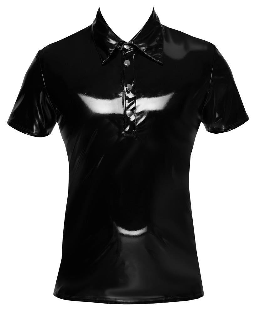 Men's shirt Polo – wetlook, black | Black Level