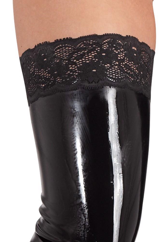 Harisnya – csipke, latex, fekete | Late X