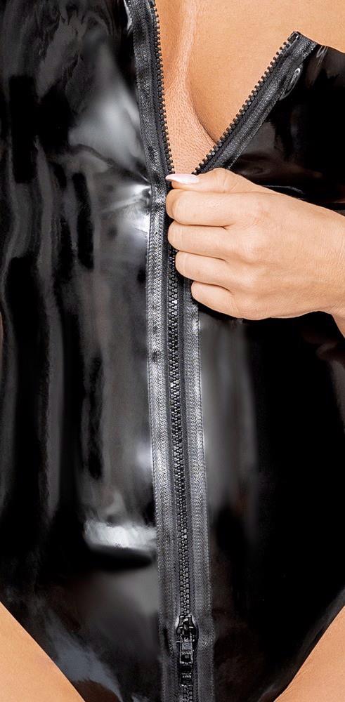 Bodysuit – latex, zip, black | Late X