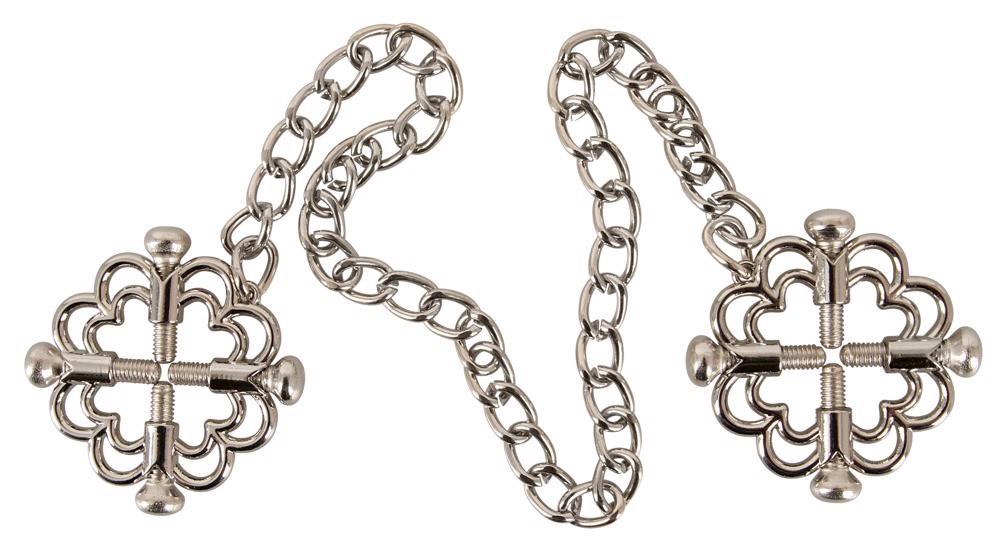 Pinze per capezzoli Chain – con gioiello, argento | Bad Kitty