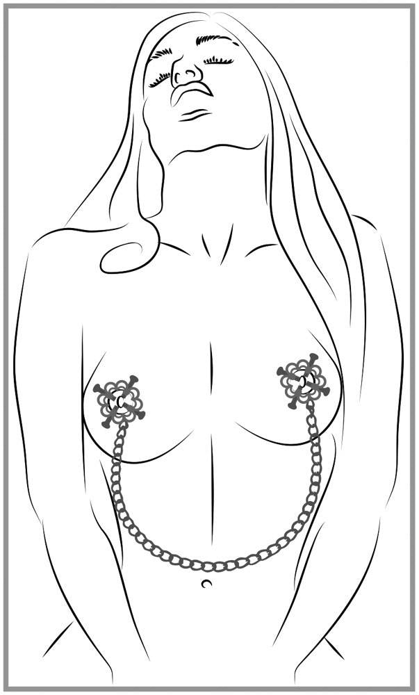 Pinze per capezzoli Chain – con gioiello, argento | Bad Kitty