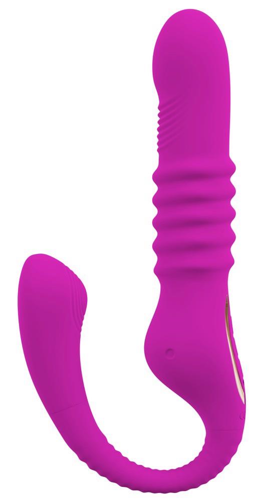 Strap-on 3 funções – recarregável, vibratório, roxo | JAVIDA