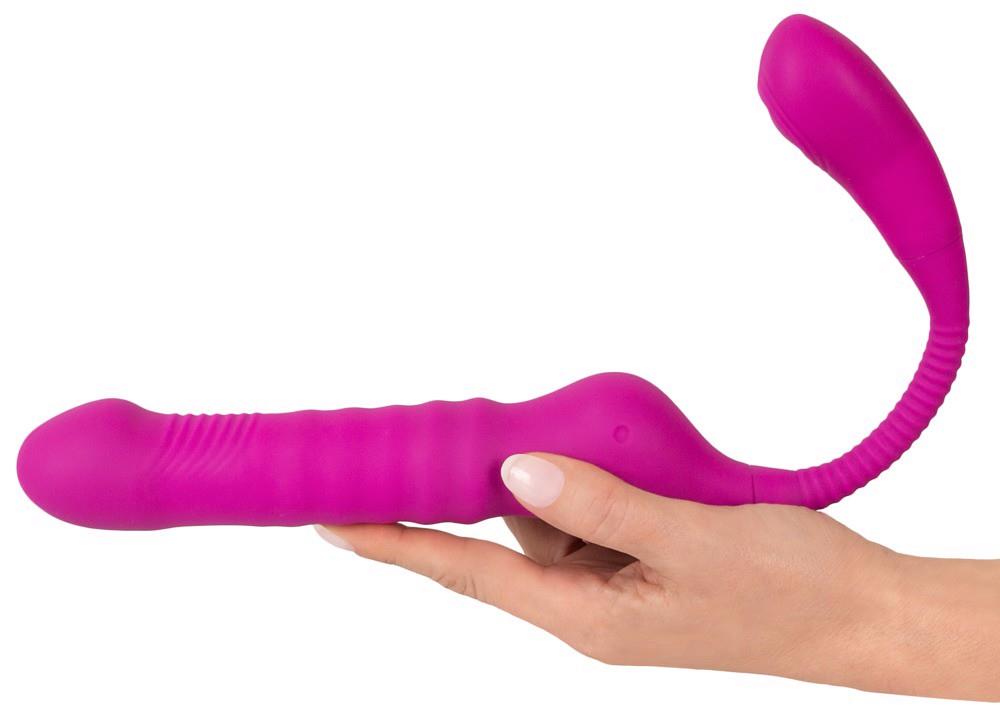 Strap-on 3 funções – recarregável, vibratório, roxo | JAVIDA