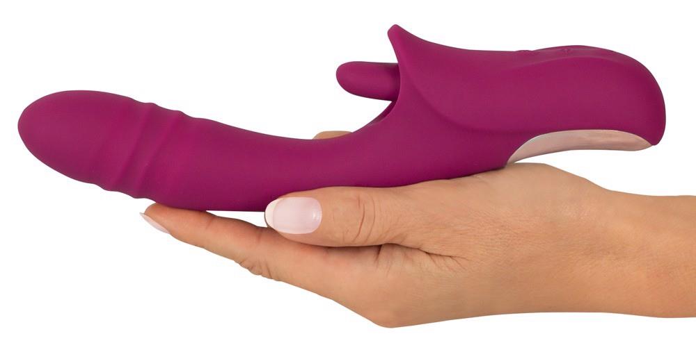Estimulador de clítoris Licking 10 funciones – recargable, con empuje, morado | JAVIDA