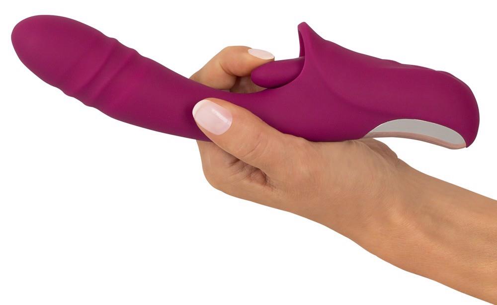Estimulador de clítoris Licking 10 funciones – recargable, con empuje, morado | JAVIDA