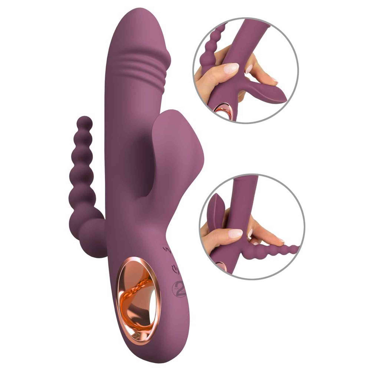 Masturbator Triple 10 Funktionen – wiederaufladbar, vibrierend, lila