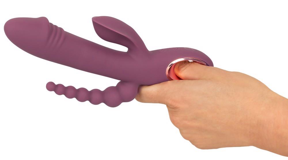 Masturbator Triple 10 Funktionen – wiederaufladbar, vibrierend, lila