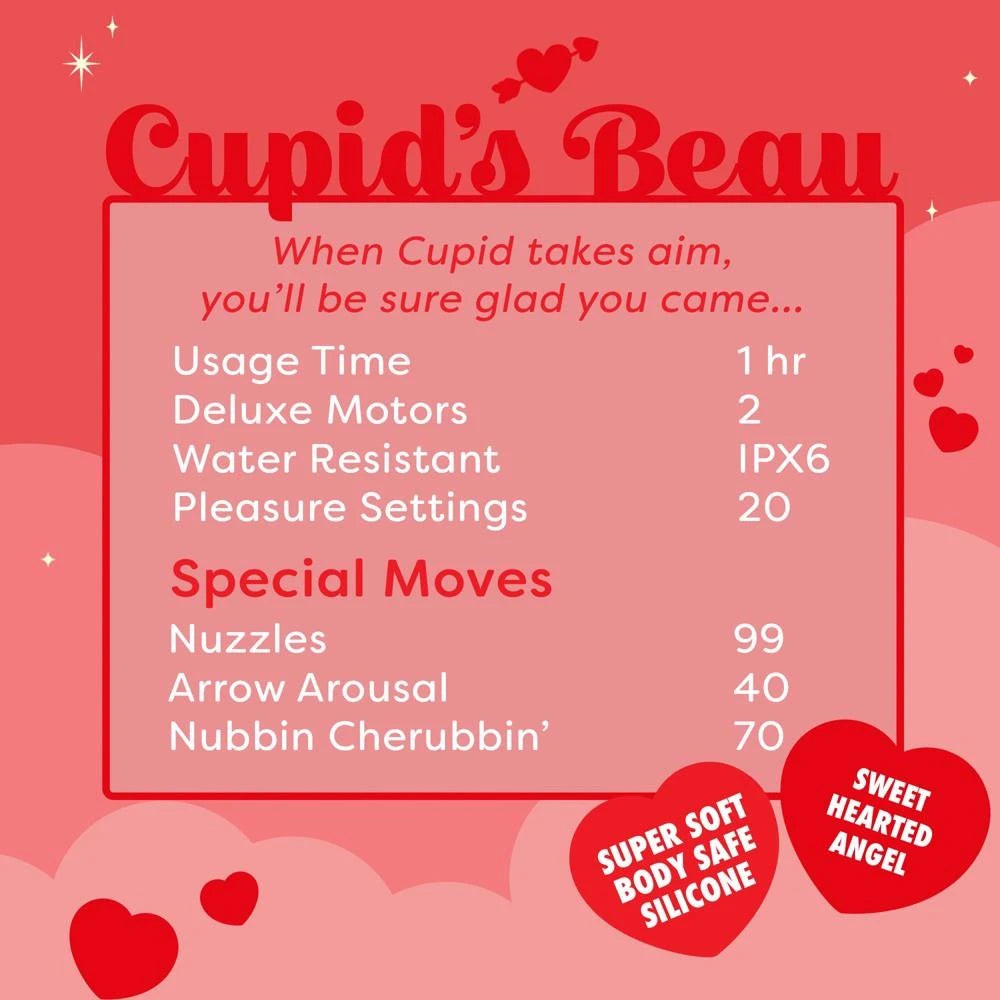 Clitoral stimulator Cupids Beau 10 functions – rechargeable, red | Unihorn