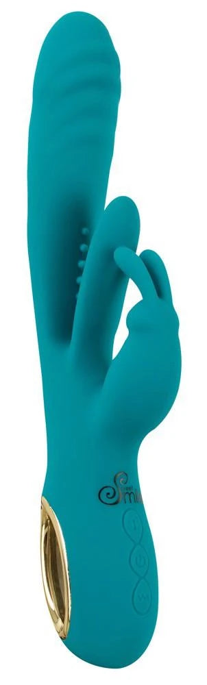 Rabbit vibrator Thrust 10 functions – rechargeable, thrusting, turquoise | Sweet Smile