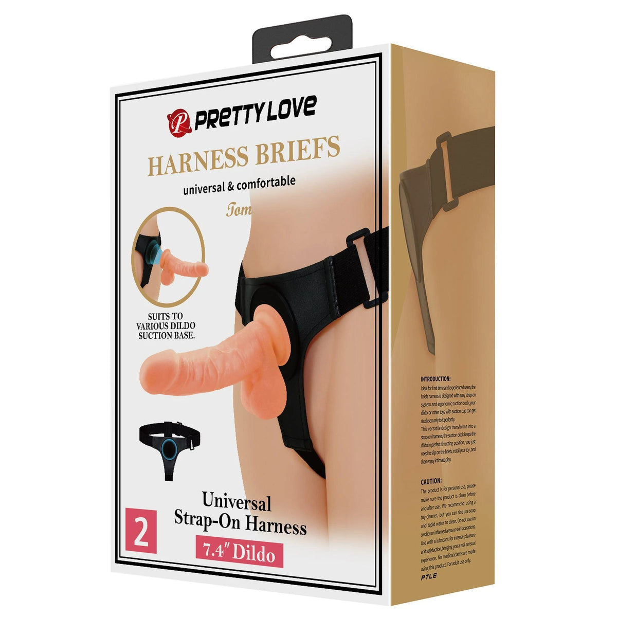 Harnais strap-on Tom Universal 20 cm – étanche, nude | Pretty Love