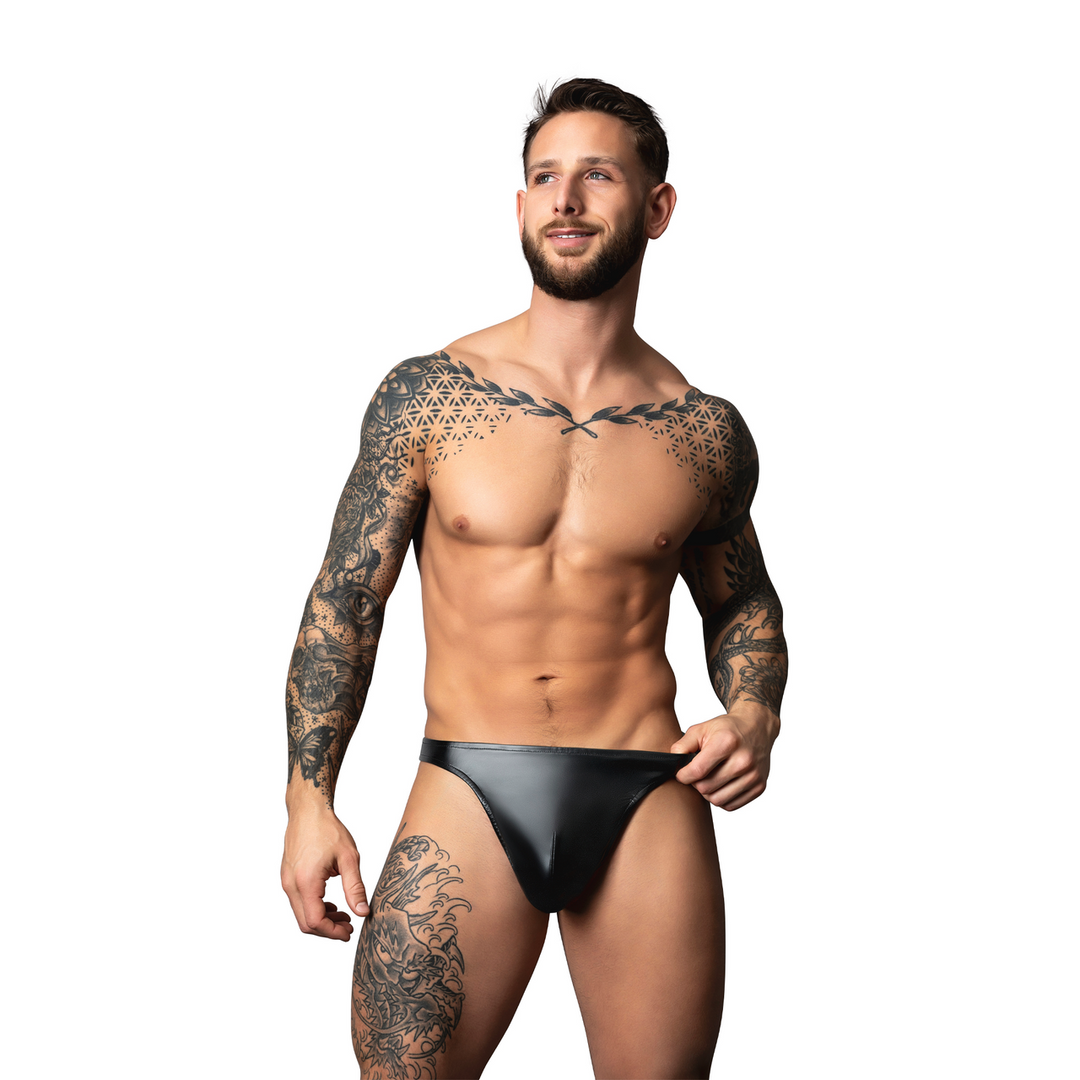 Perizoma uomo Bong – wetlook, nero 442301BKSM | Male Power