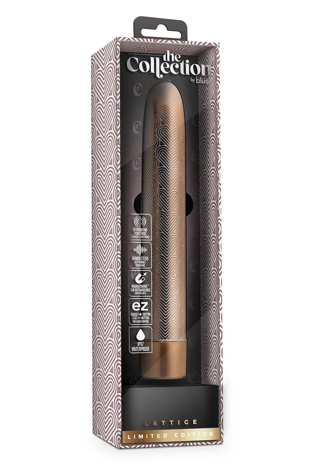 Klassischer Vibrator Lattice 10 Funktionen – wiederaufladbar, gold | Blush