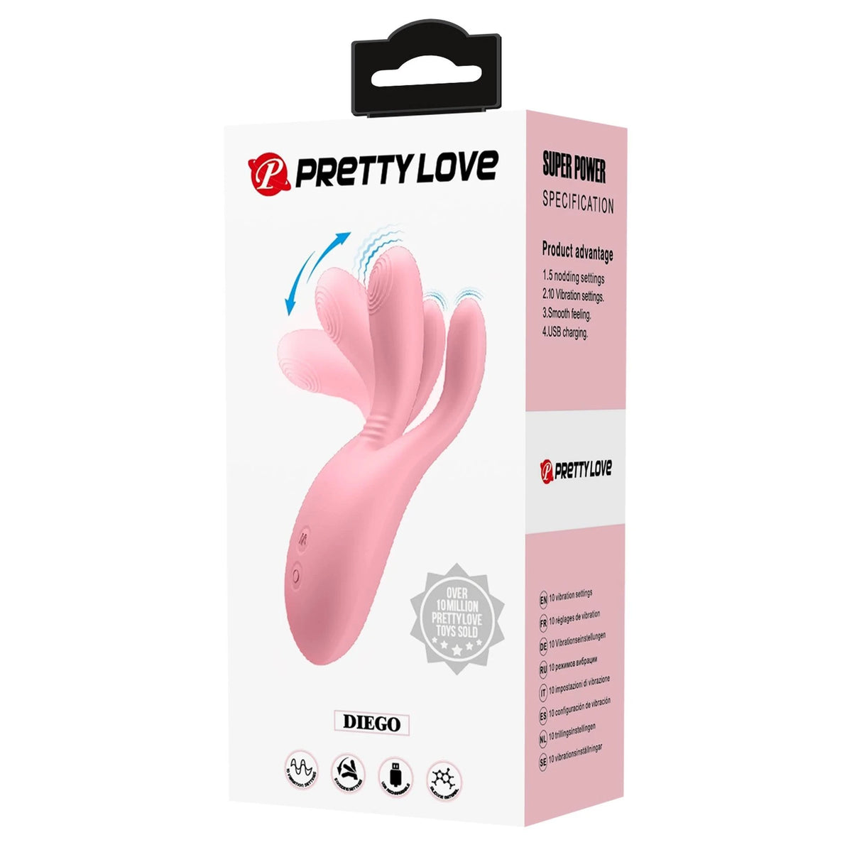 Stimulateur clitoridien Diego 5 nodding 10 fonctions – rose | Pretty Love