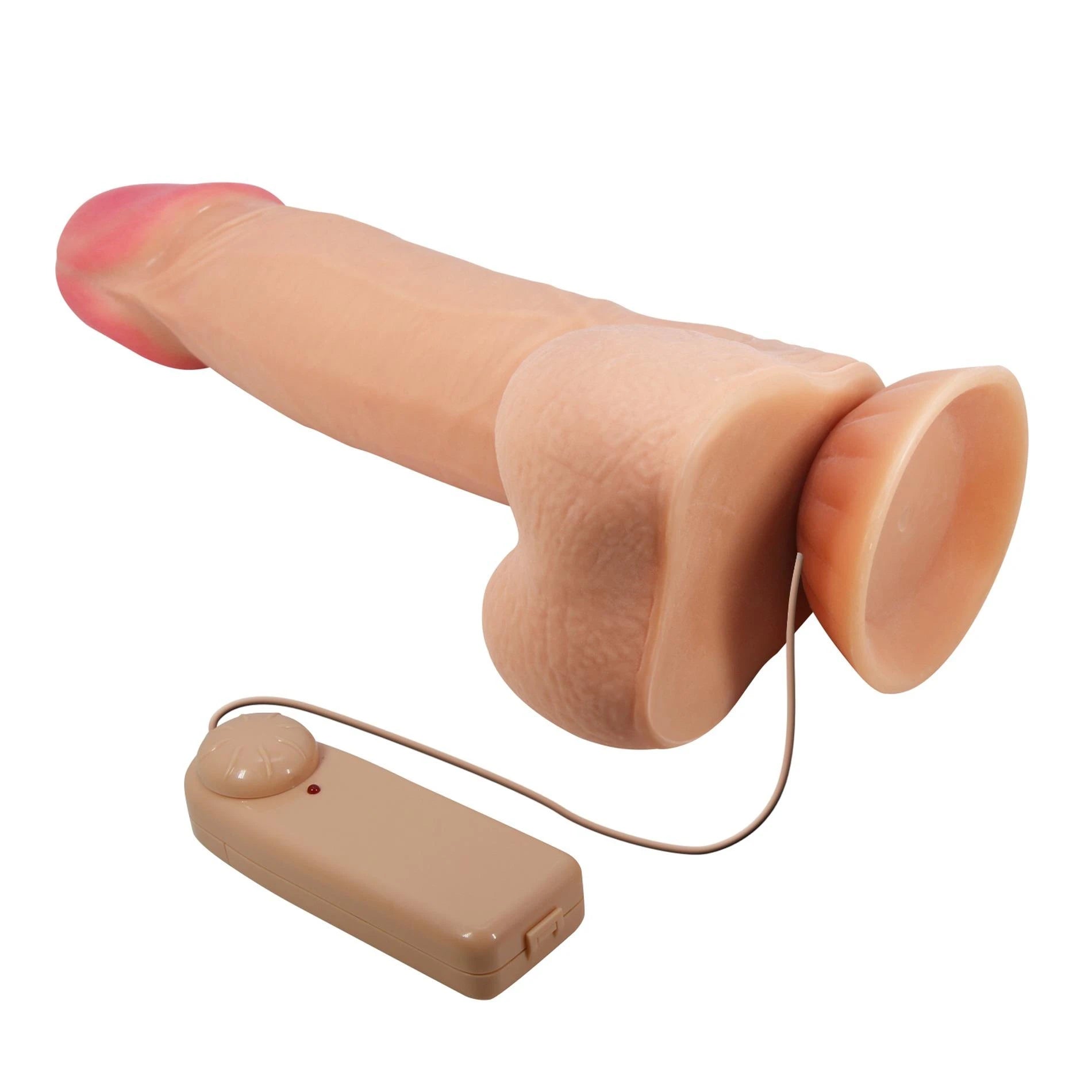 BAILE - Sliding Skin 8.5'' Flesh Vibration Bendable Suction Base TPR ABS