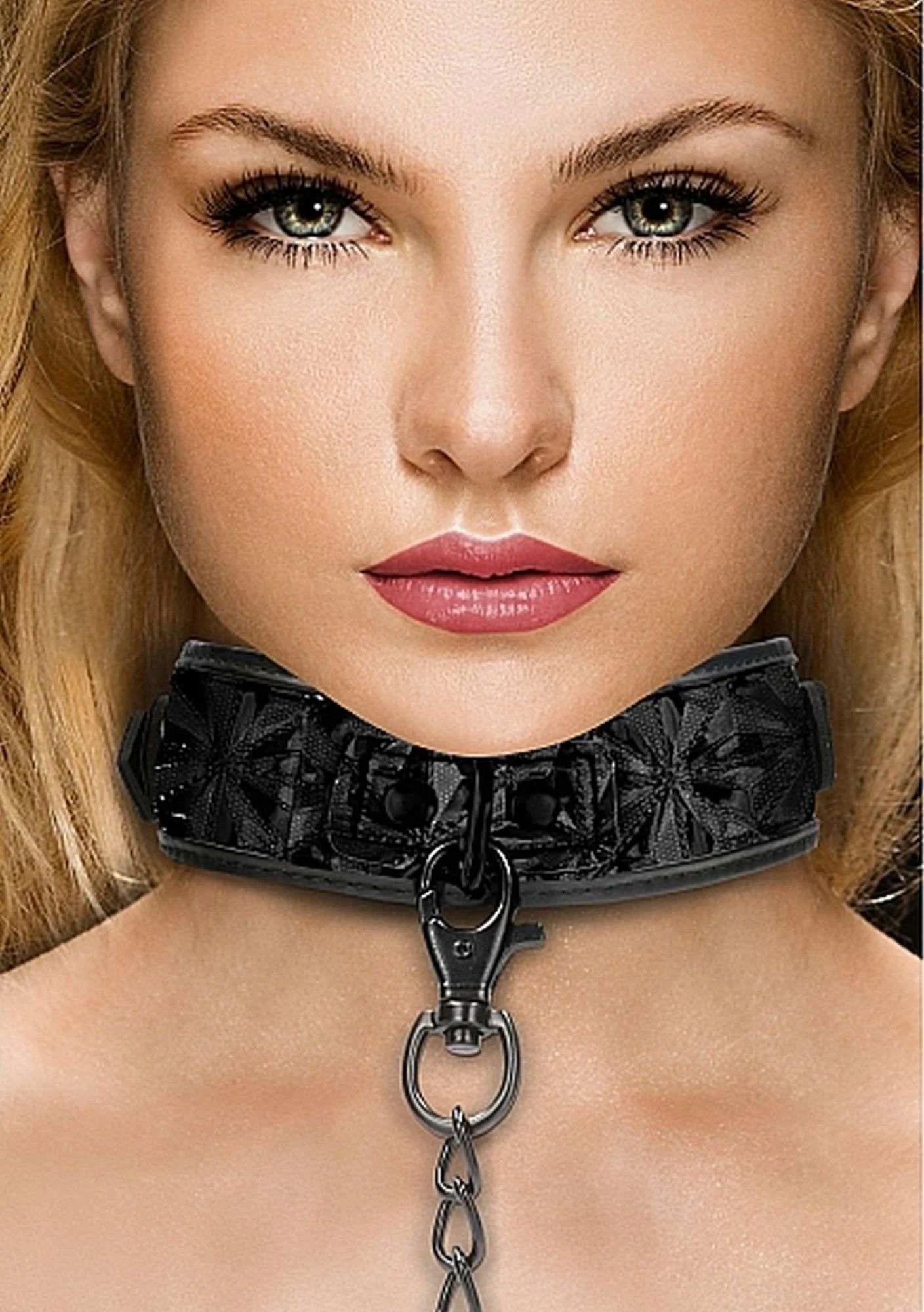 Collier et laisse de luxe - Noir