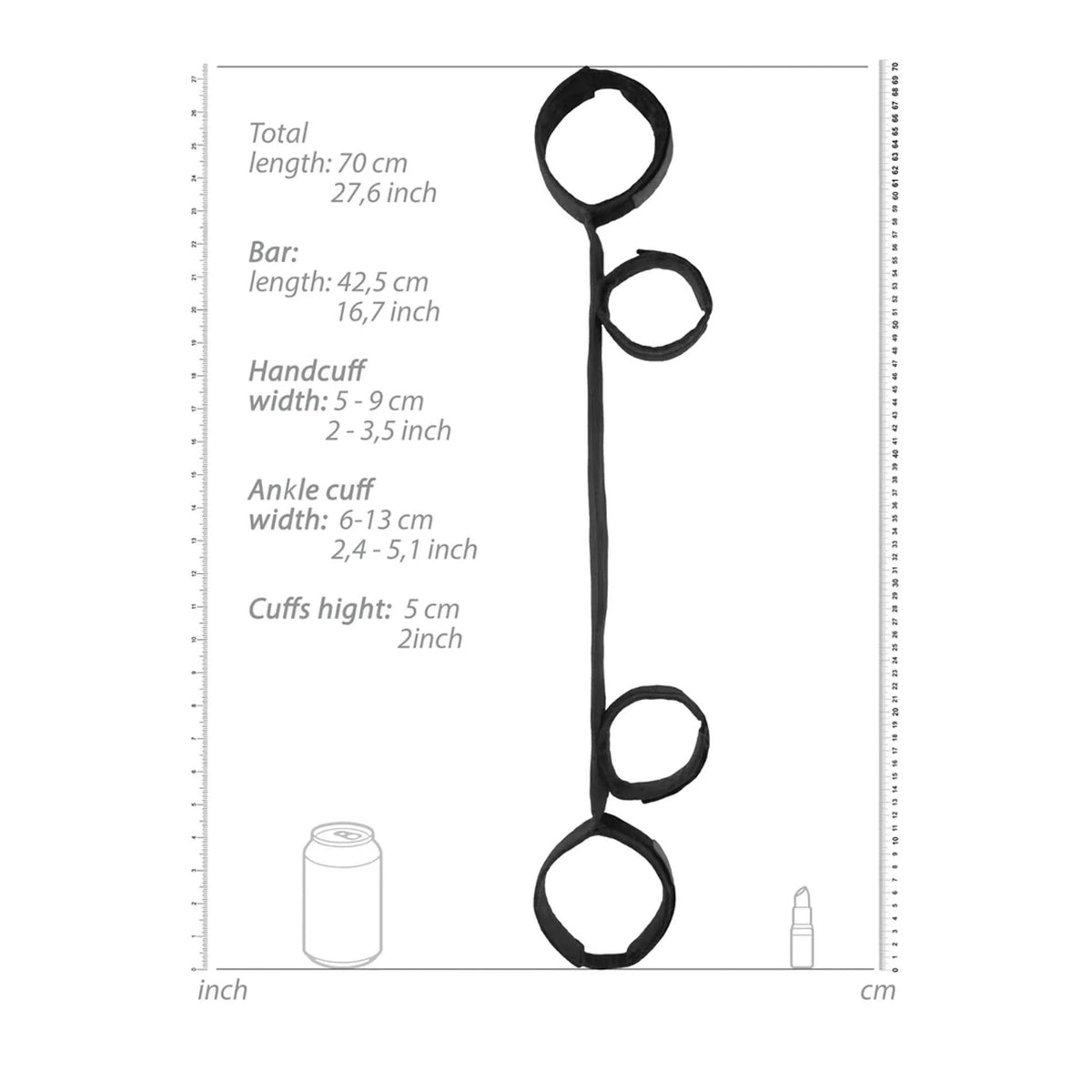 Atadura bondage Spreader Bar Ankle Cuffs – negra | Ouch!
