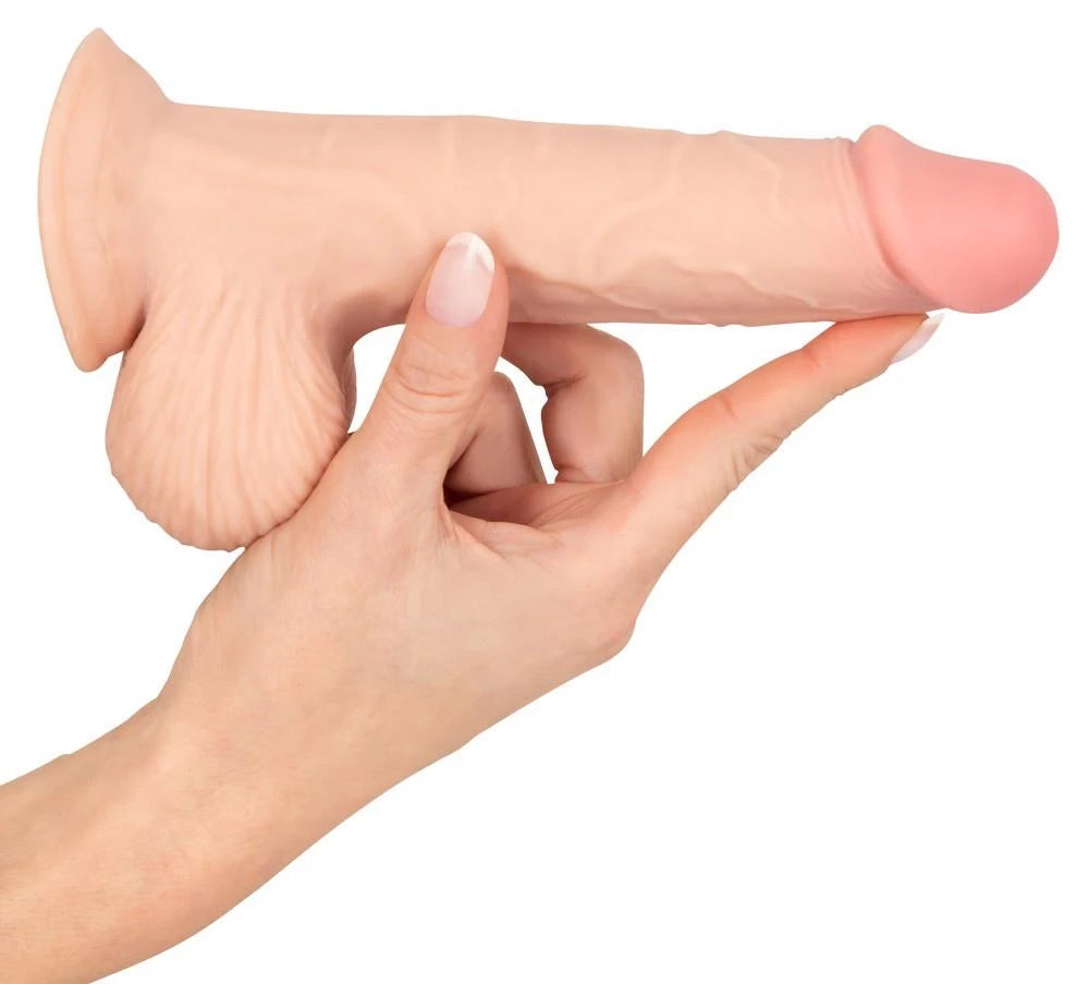 Realistic dildo movable 18.7 cm – with suction cup, nude | Nature Skin