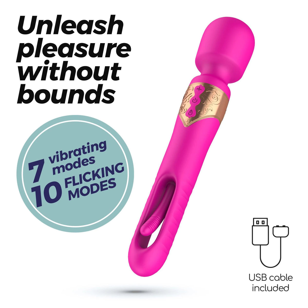 Wand massager Ben Flicker 7 functions – double, purple | Crushious