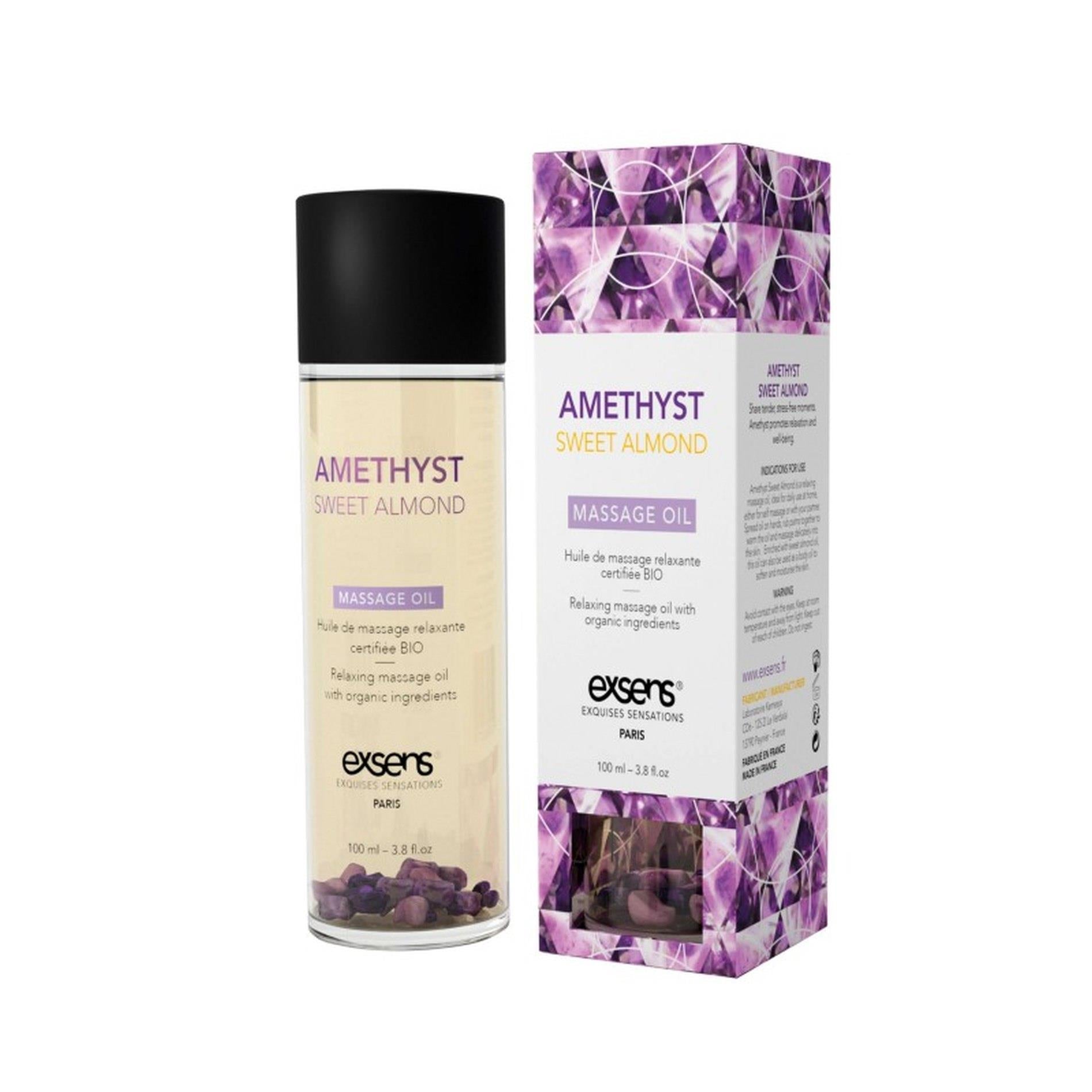 HUILE DE MASSAGE Améthyste Amande Douce bio avec pierres 100 ml