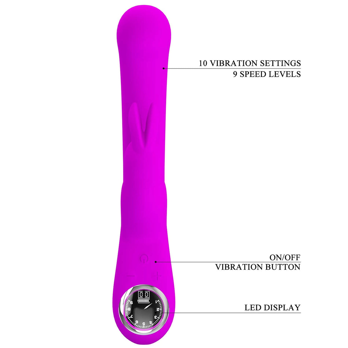 Vibrador rabbit Lamar 10 funções – recarregável, roxo | Pretty Love