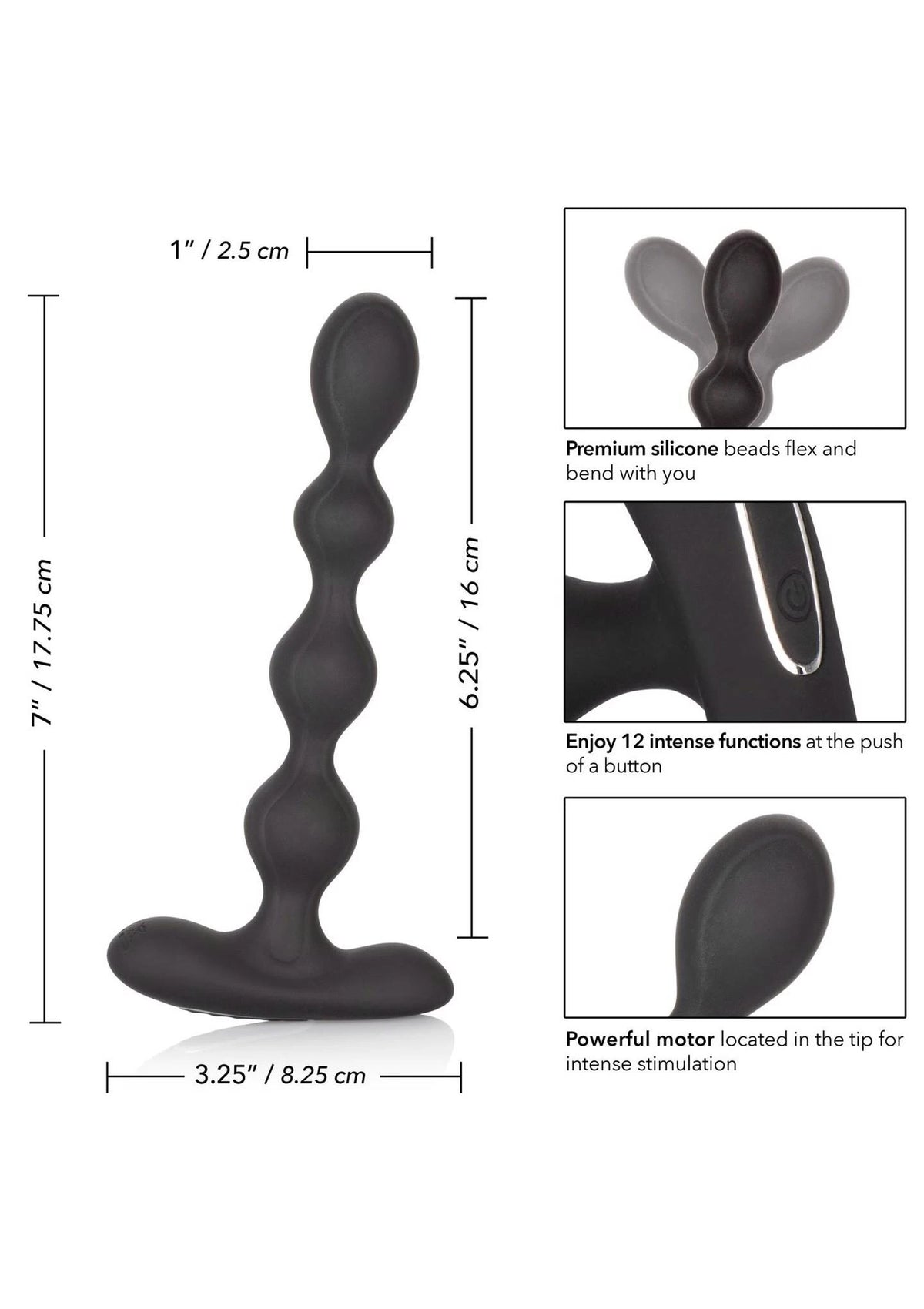 Vibratore anale Eclipse Slender – ricaricabile, nero | Calexotics