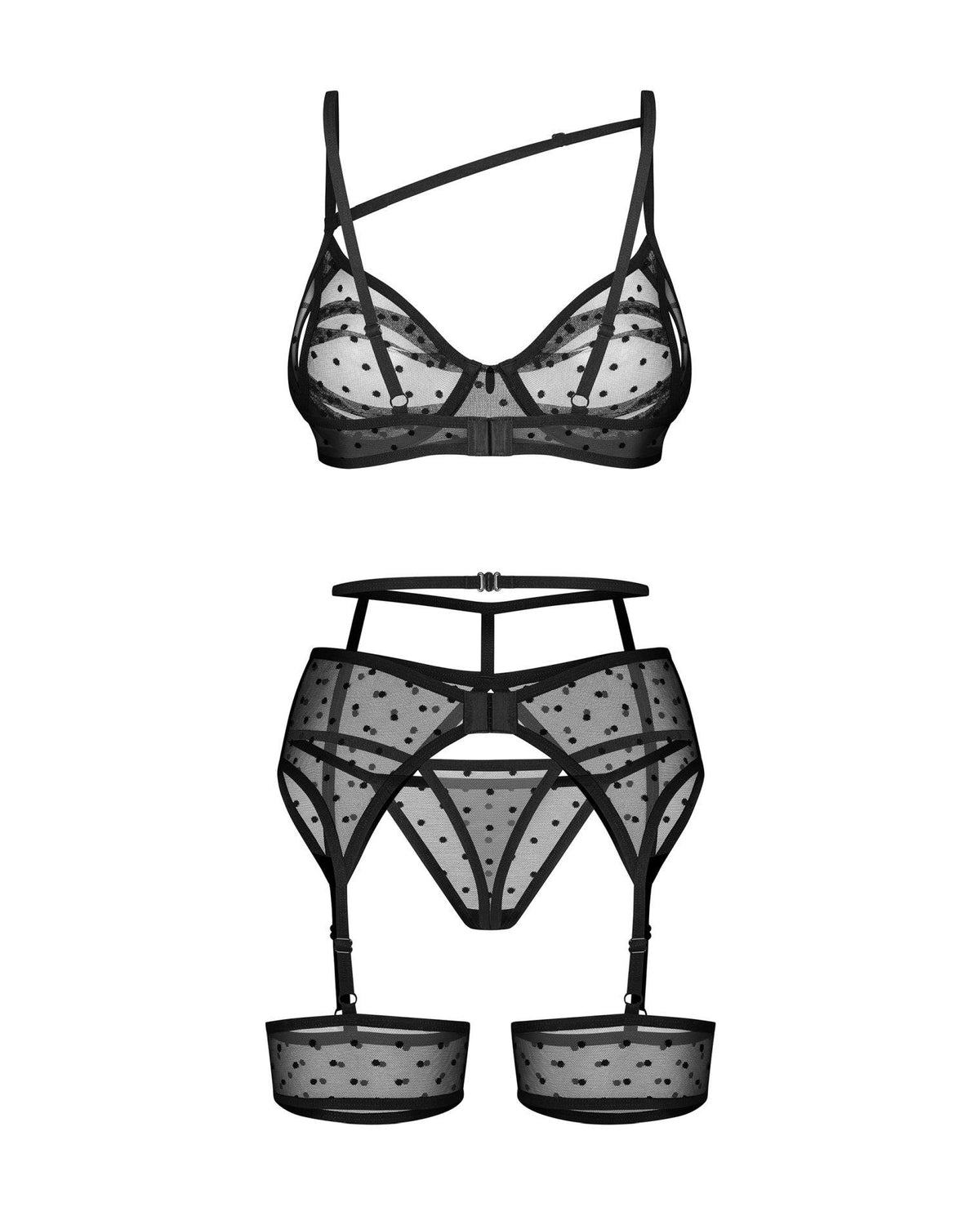 Conjunto de lencería Nuites 3 piezas – negro | Obsessive