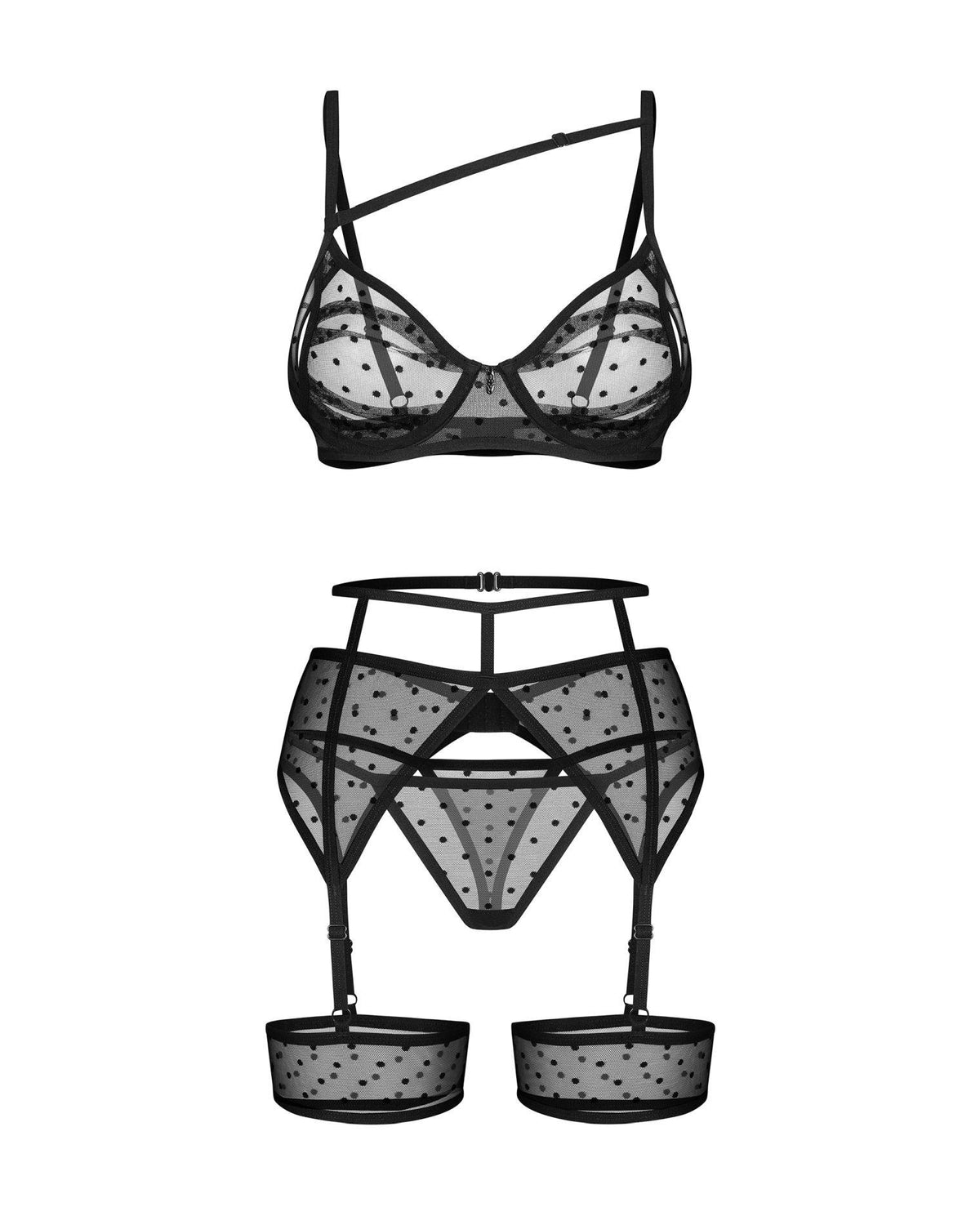 Conjunto de lencería Nuites 3 piezas – negro | Obsessive