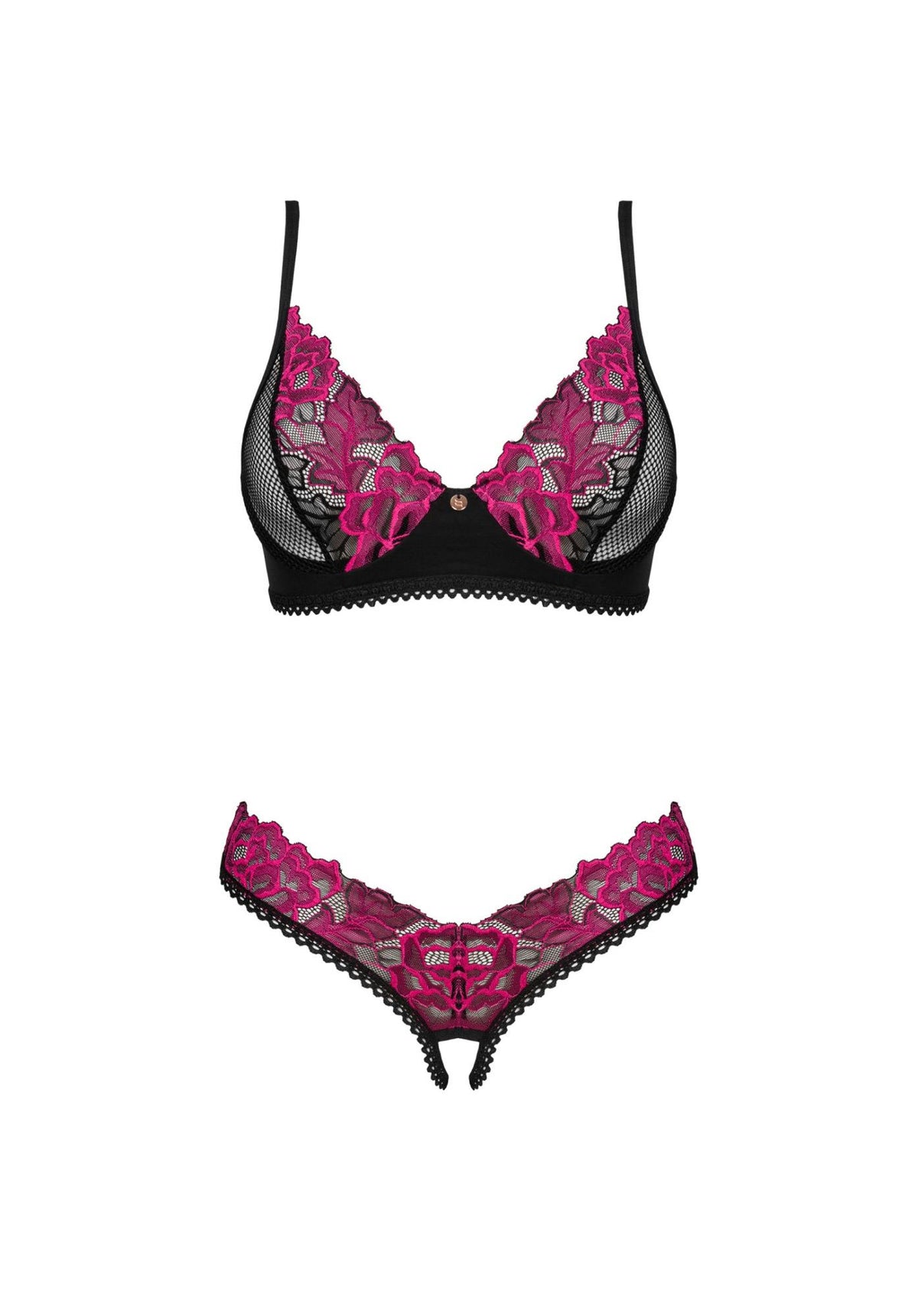 Conjunto de lencería Rosenty otwarty 2 piezas – abierto, negro | Obsessive