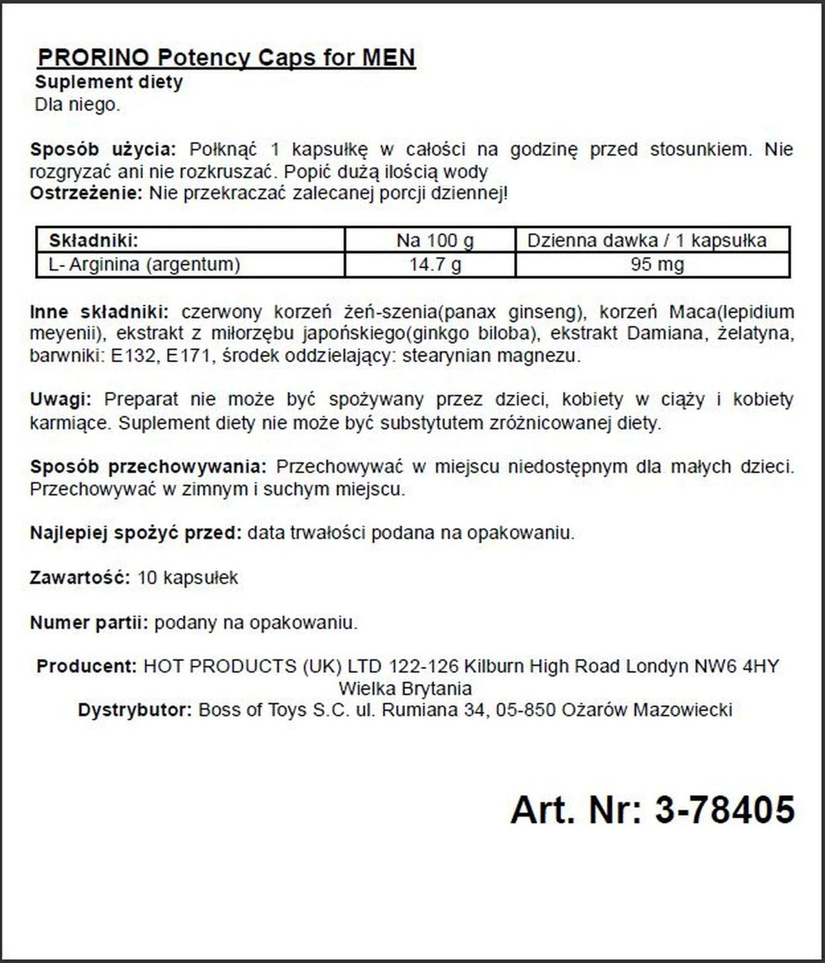 Integratore Potency caps – per l'erezione | PRORINO