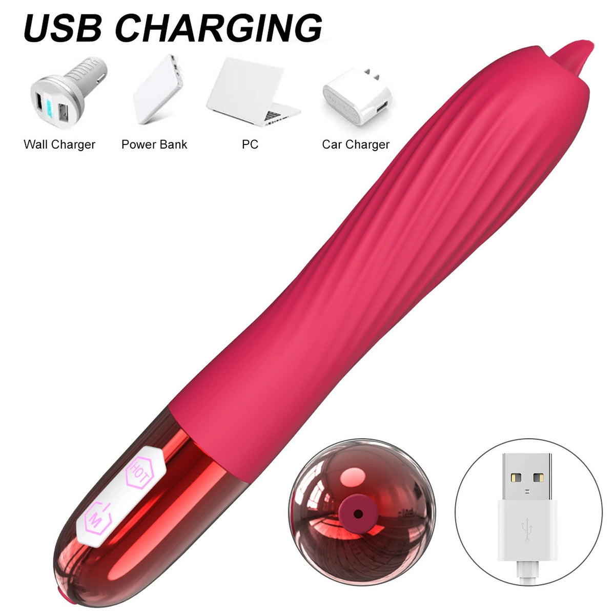 Vibromasseur classique 10 fonctions – rechargeable, chauffant, rouge | Favorites