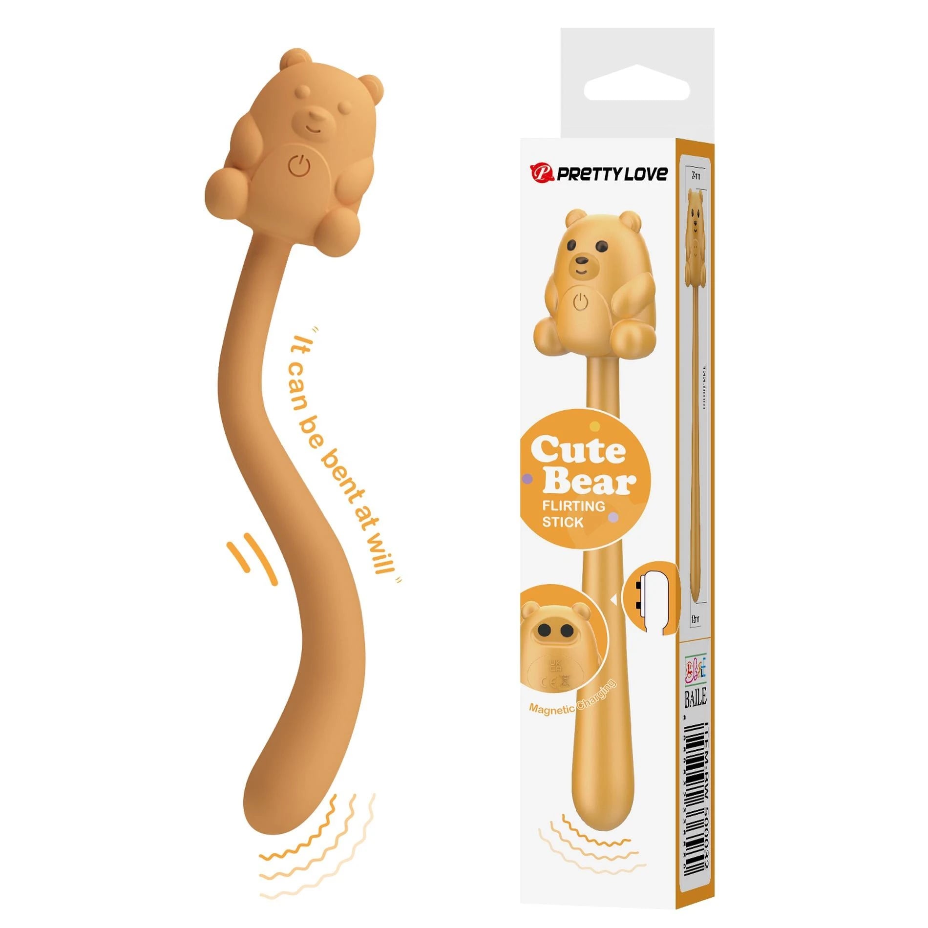 OURS MIGNON, Verge à flirter, 7 fonctions de vibration, Chargement USB magnétique