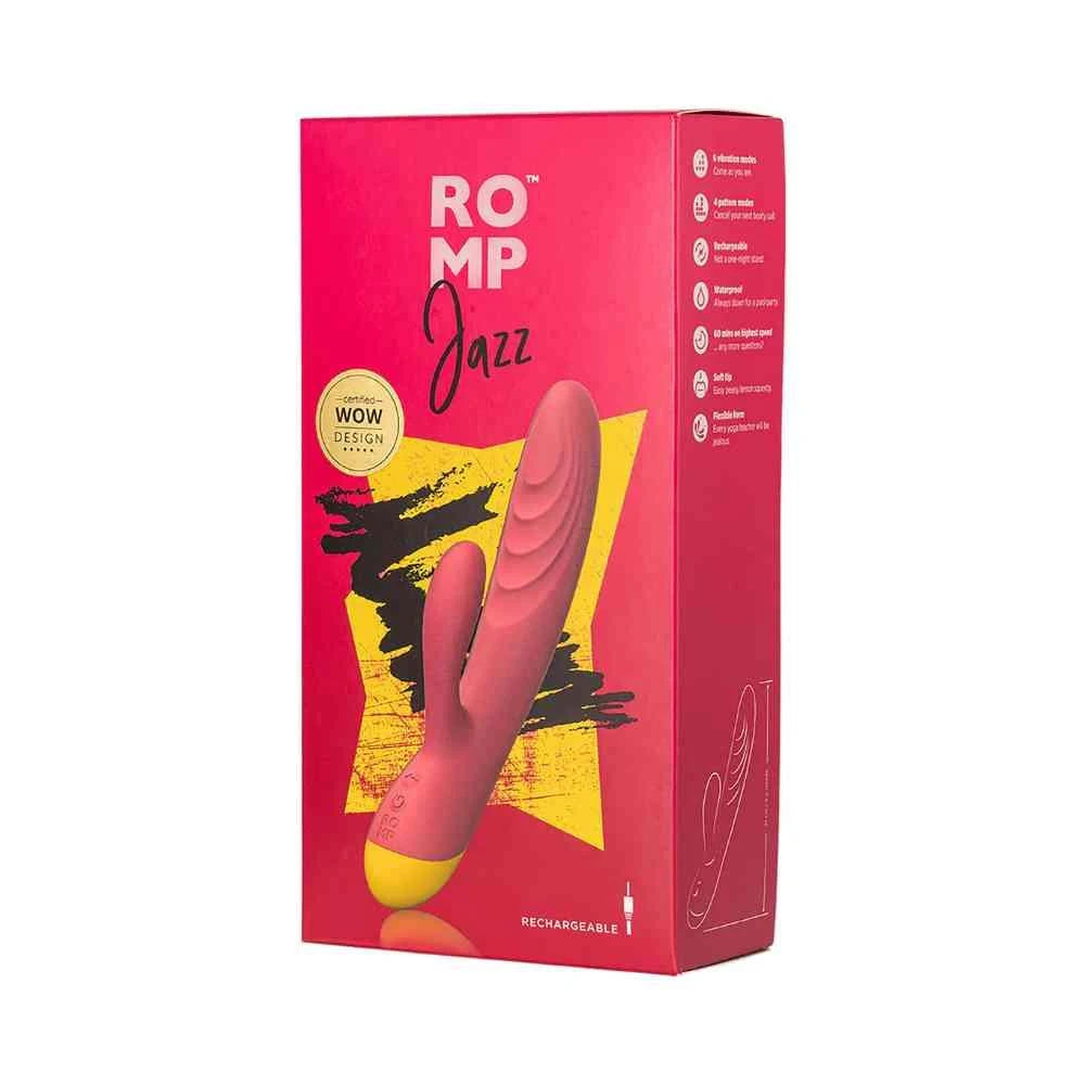 Vibromasseur rabbit Jazz 10 fonctions – rechargeable, rouge | ROMP
