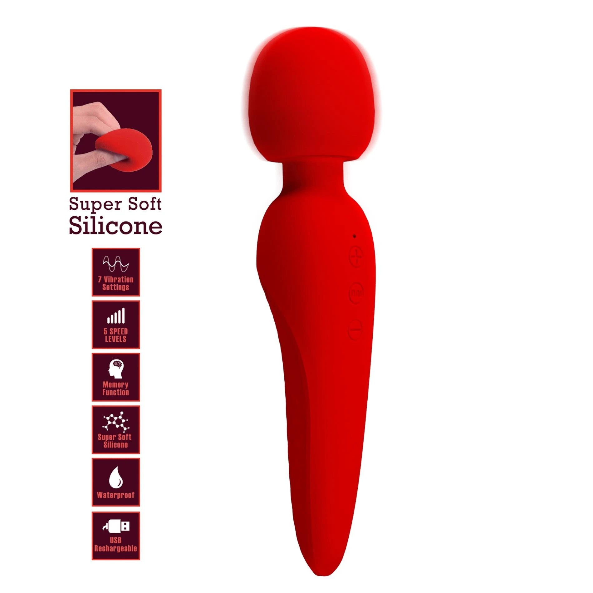 PRETTY LOVE - Meredith Red, 5 speed control levels Memory function 7 vibration functions