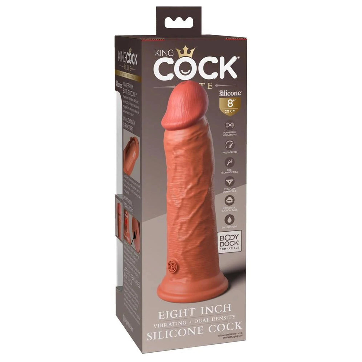 Consolador realista Density 10 funciones – recargable, con ventosa, nude 22 cm | King Cock Elite