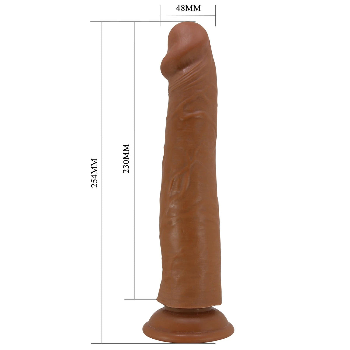 Realistic dildo Sharife 10 base – with suction cup, brown | Pretty Love